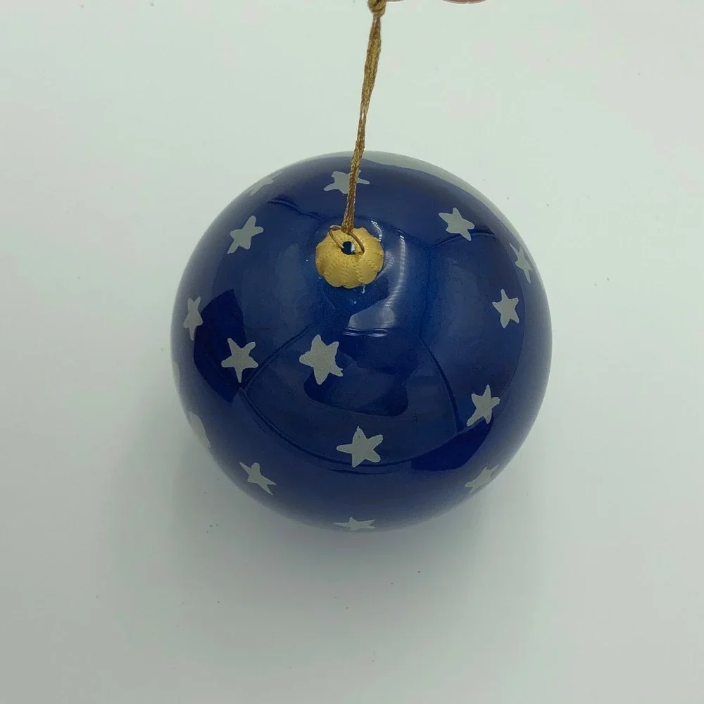 2000 J.C. PENNY CHRISTMAS COLLECTIBLES REVERSE PAINTING GLASS TREE ORNAMENT-NOS